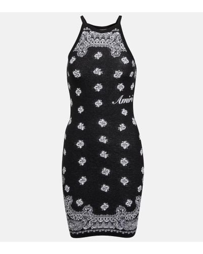 Amiri Bandana-printed Halterneck Cotton Minidress - Black