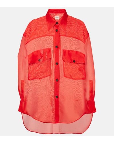Khaite Mahmet Semi-sheer Silk Organza Shirt - Red