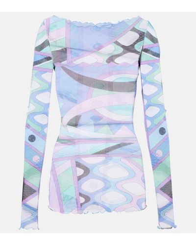 Emilio Pucci Top Vivara imprime - Bleu