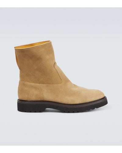 AURALEE Suede Ankle Boots - Natural
