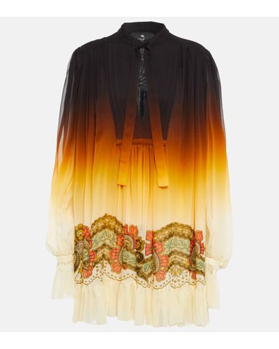 Etro Robe imprimee en soie - Orange
