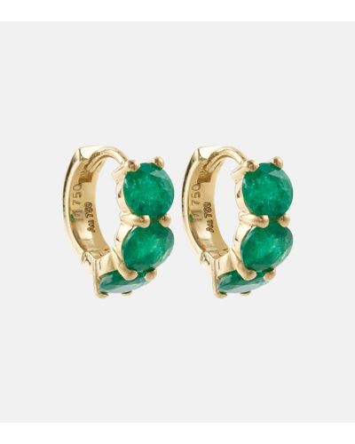 Ileana Makri Huggie 18kt Gold Hoop Earrings With Emeralds - Green