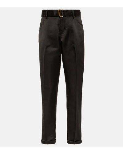 Tom Ford Pantalones de seda con cinturon - Negro