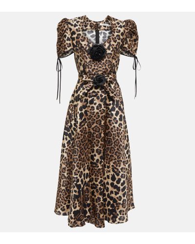 Rodarte Leopard-print Silk Midi Dress - Multicolor