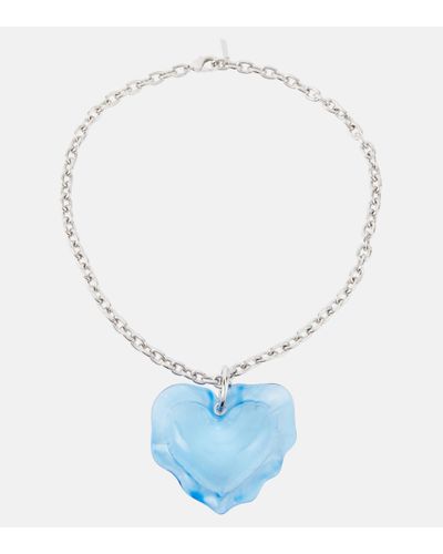Nina Ricci Cushion Heart Chain Necklace - Blue