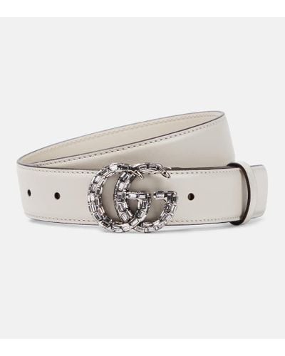 Gucci Cintura GG Marmont in pelle con cristalli - Bianco
