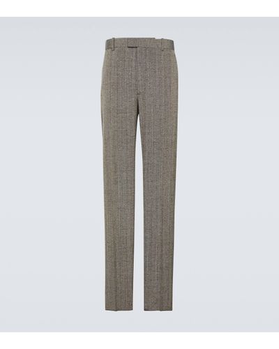 Bottega Veneta Knotted Melange Straight Trousers - Grey