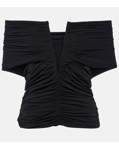 Magda Butrym Off-shoulder Cropped Jersey Blouse - Black