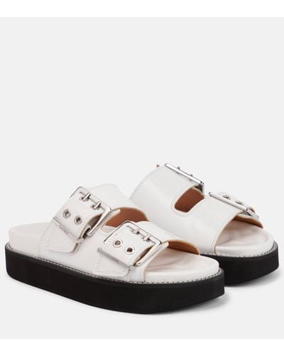 Ganni Leather Sandals - White