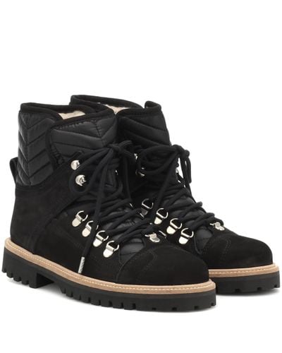 Ganni Quilted Lace Up Boots - Black