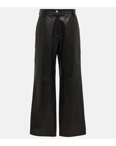 Magda Butrym High-rise Wide-leg Leather Trousers - Black