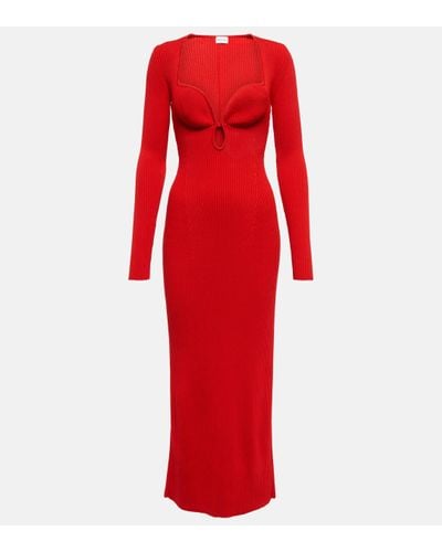 Magda Butrym Cutout Ribbed-knit Maxi Dress - Red