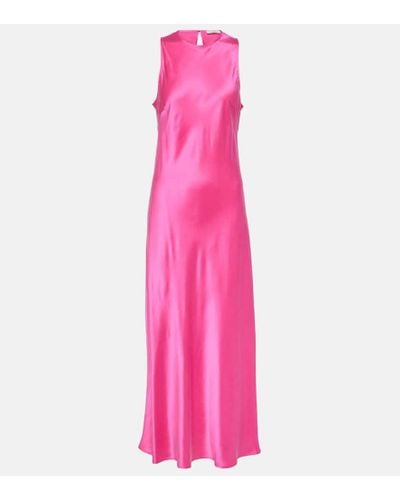 Asceno Valencia Silk Maxi Dress - Pink