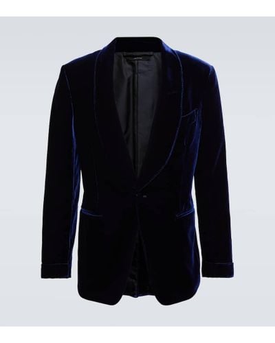 Tom Ford Blazer Shelton aus Samt - Blau