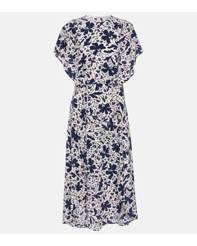 Stella McCartney Floral Silk Midi Dress - Blue