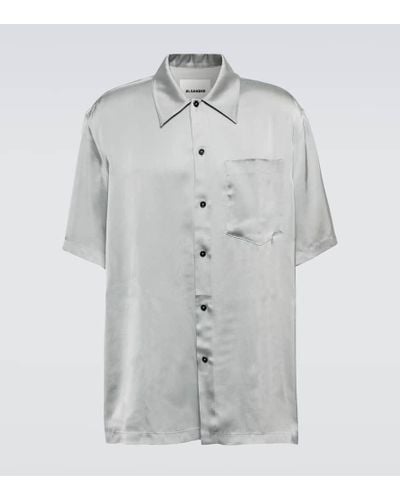 Jil Sander Camisa bowling Shirt 36 de saten - Blanco