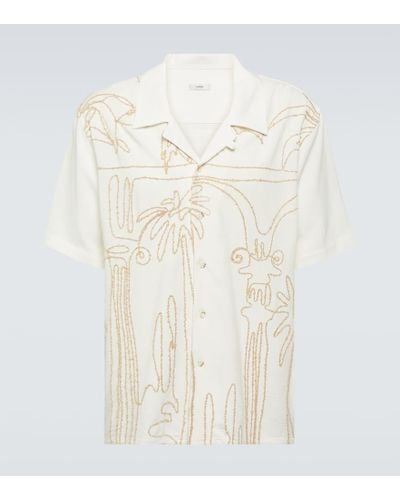 Commas Camisa de lino y algodon bordada - Blanco