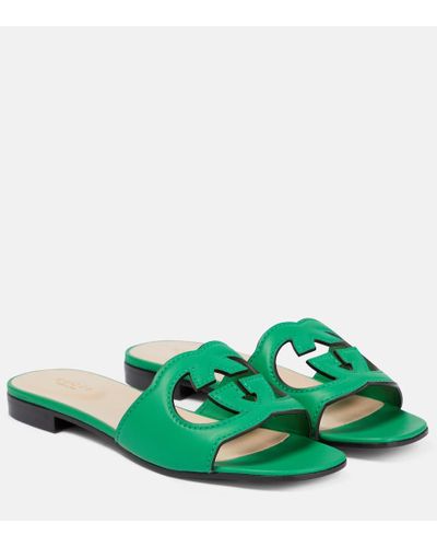 Gucci Sandalo Slider Con Dettaglio Incrocio GG Cut-out - Verde