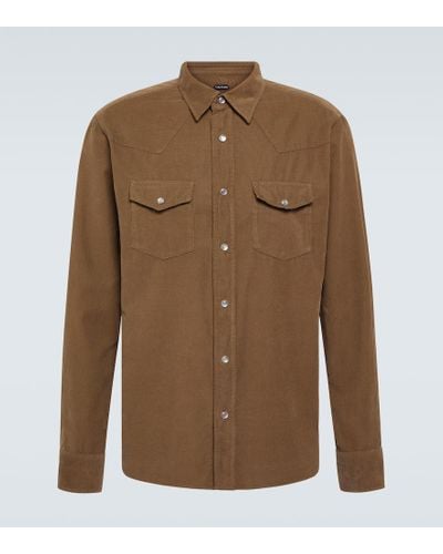 Tom Ford Westernhemd aus Baumwoll-Cord - Braun