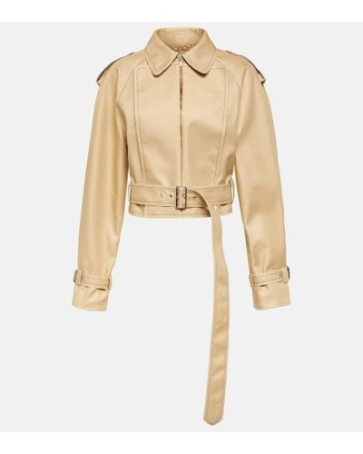Victoria Beckham Cropped Cotton Gabardine Jacket - Natural