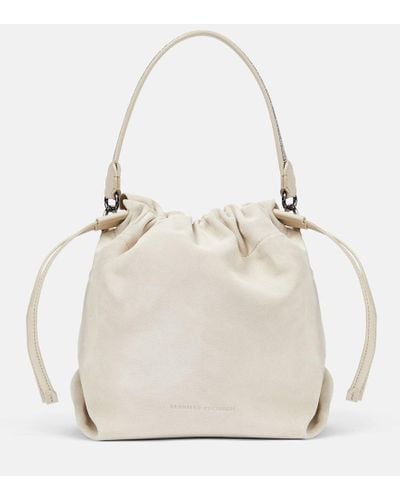 Brunello Cucinelli Verzierte Bucket-Bag aus Veloursleder - Weiß