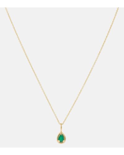 STONE AND STRAND Bonbon 14kt Gold Pendant Necklace With Emerald - Metallic