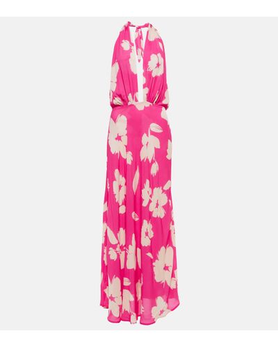 Velvet Robe longue Tatum a fleurs - Rose