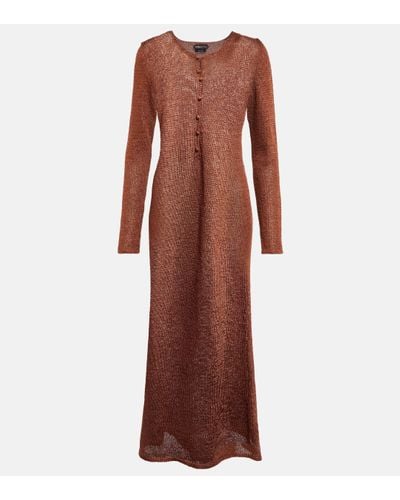Tom Ford Metallic Knitted Maxi Dress - Brown