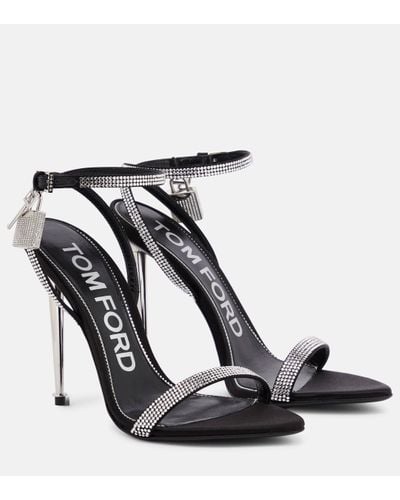 Tom Ford Padlock Embellished Satin Sandals - Black