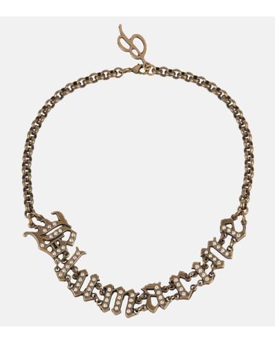 Blumarine Logo Embellished Choker Necklace - Metallic