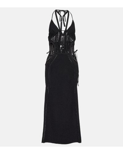 Dion Lee Crochet Halterneck Midi Dress - Black