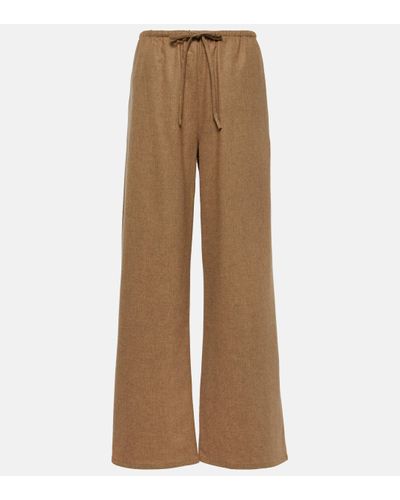 Asceno Wool And Cashmere Wide-leg Trousers - Brown