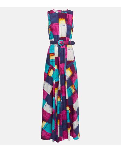 Diane von Furstenberg Robe longue Elliot en coton melange - Blanc