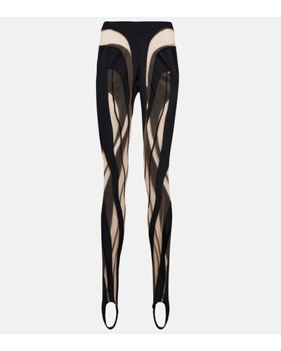 Mugler Panelled Mesh And Jersey leggings - Black