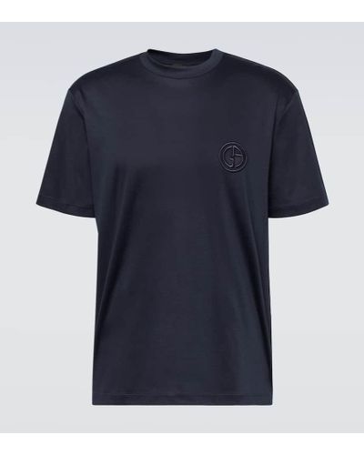Giorgio Armani Camiseta en jersey de algodon - Azul