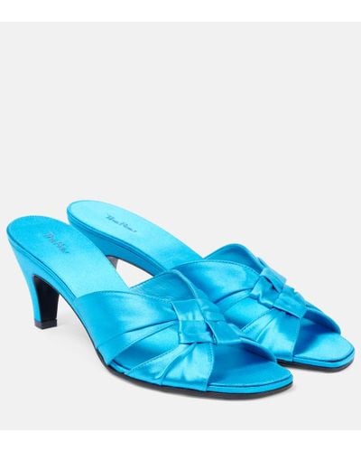 The Row Soft Knot 65 Satin Mules - Blue