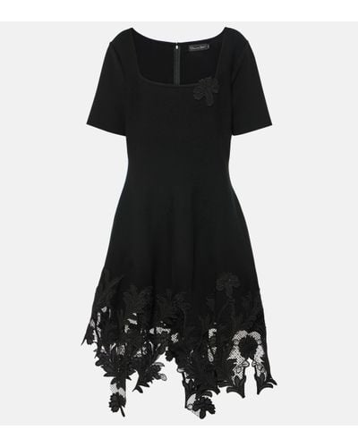 Oscar de la Renta Lace-trimmed Knitted Minidress - Black