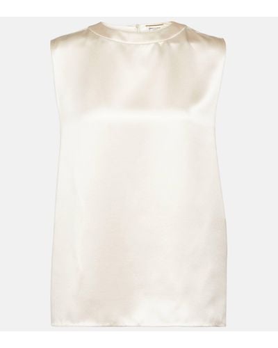 Saint Laurent Top en soie - Blanc