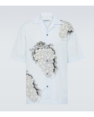 JW Anderson Camisa de popelin de algodon a rayas - Blanco