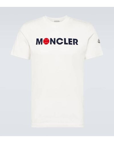 Moncler T-shirt mit beflocktem logo - Weiß