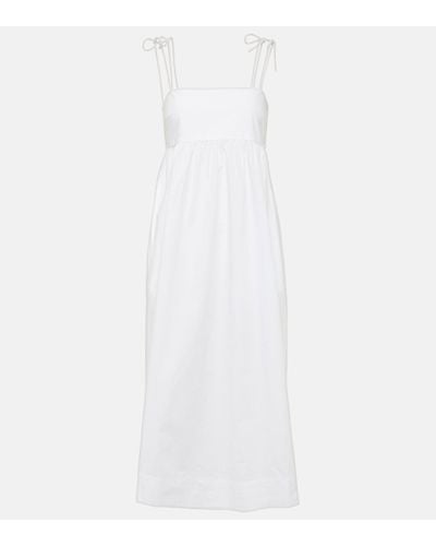 Ganni Cotton Poplin Midi Dress - White