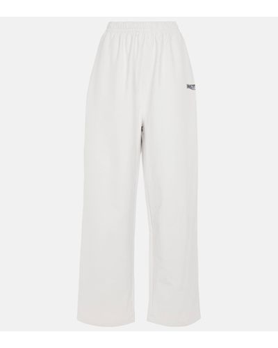 Balenciaga Pantalon de survetement en coton a logo - Blanc
