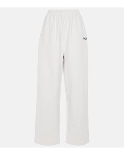 Balenciaga Logo Cotton Jersey Joggers - White