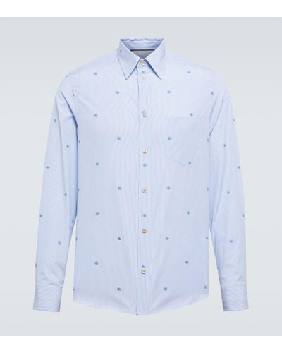 Gucci GG Striped Cotton Poplin Shirt - Blue