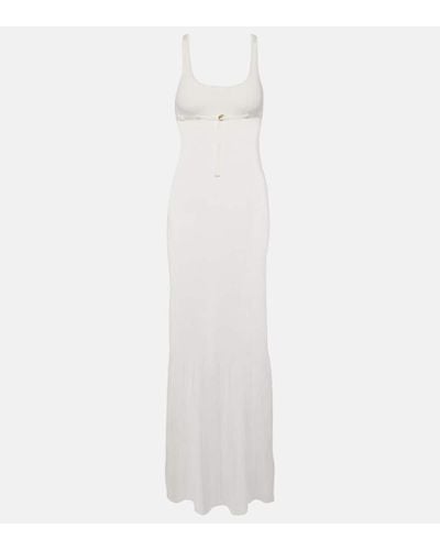 Jacquemus Robe Maille Oranger Ribbed-knit Maxi Dress - White