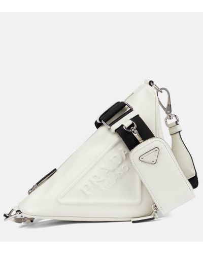 Prada Schultertasche Triangle aus Leder - Weiß