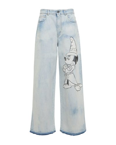Stella McCartney Bedruckte Jeans mit weitem Bein - Blau