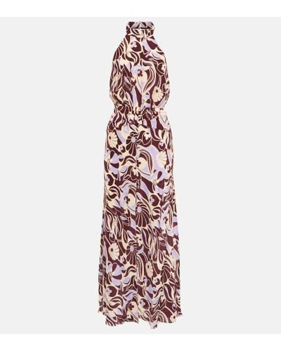 RIXO London Kendra Printed Halterneck Silk Dress - Multicolor