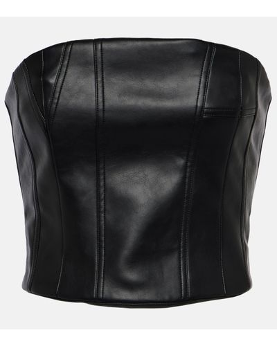 Amiri Faux Leather Bustier Top - Black