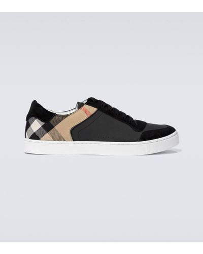 Burberry House Check Leather Trainers - Black
